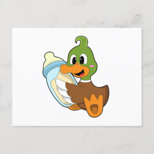 Carte Postale Canard avec bouteille de lait