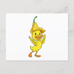 Carte Postale Canard avec Casquette Bell jaune