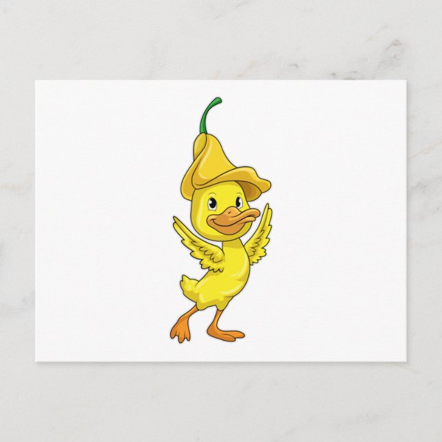 Carte Postale Canard avec Casquette Bell jaune (Devant)