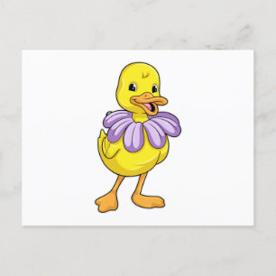 Carte Postale Canard avec marguerite