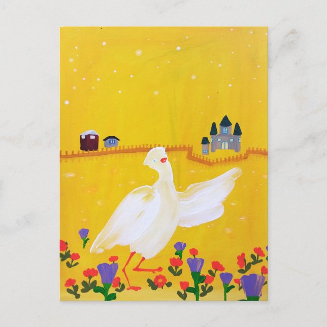 Carte postale Canard, Château et Fleurs (Devant)