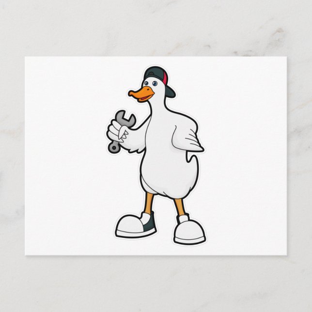 Carte Postale Canard comme artisan avec outil et Casquette (Devant)