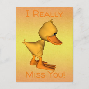 Carte Postale Canard de dessin animé jaune