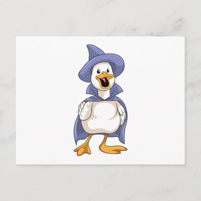 Carte Postale Canard déguisé en sorcière avec chapeau (Devant)