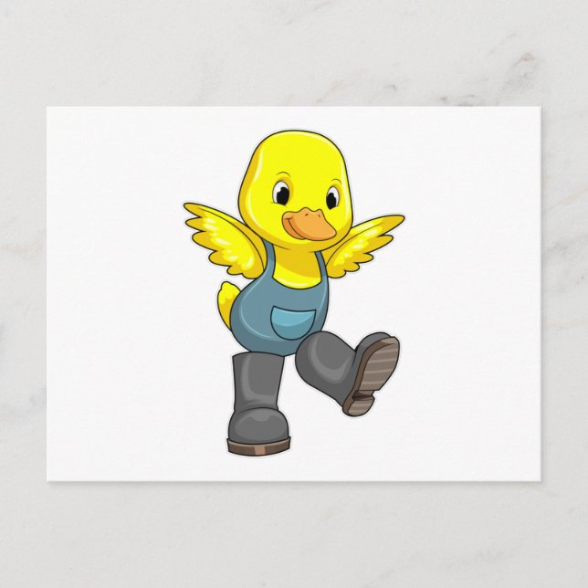 Carte Postale Canard en fermier avec des bottes (Devant)