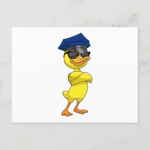 Carte Postale Canard en tant qu'officier de police avec casquett