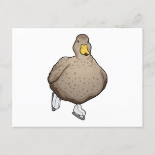 Carte Postale Canard Patinage sur glace Patins sur glace