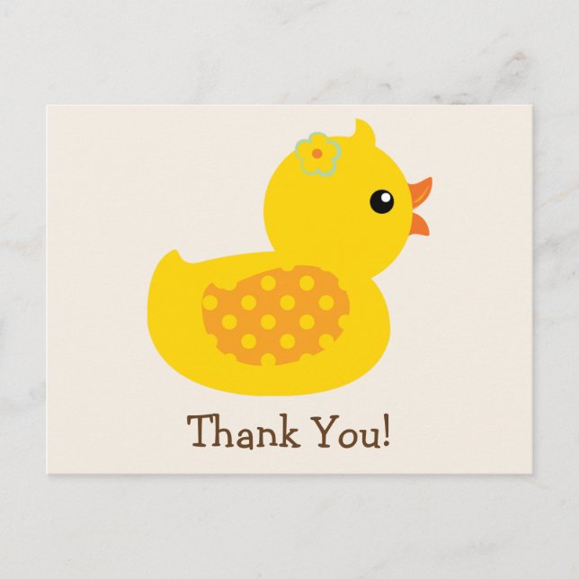 Carte Postale Canard turquoise et jaune, canard; Merci (Devant)