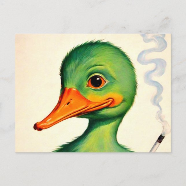 Carte Postale Canard vert qui fume (Devant)