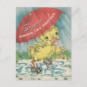 Carte Postale Canard vintage "sous le temps"