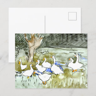 Carte Postale Canards et oies de style Art nouveau néerlandais