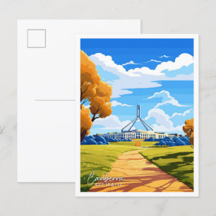 Carte Postale Canberra Australie Art illustration de voyage vint