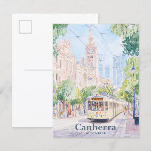 Carte Postale Canberra Australie Illustration Gouache Voyage