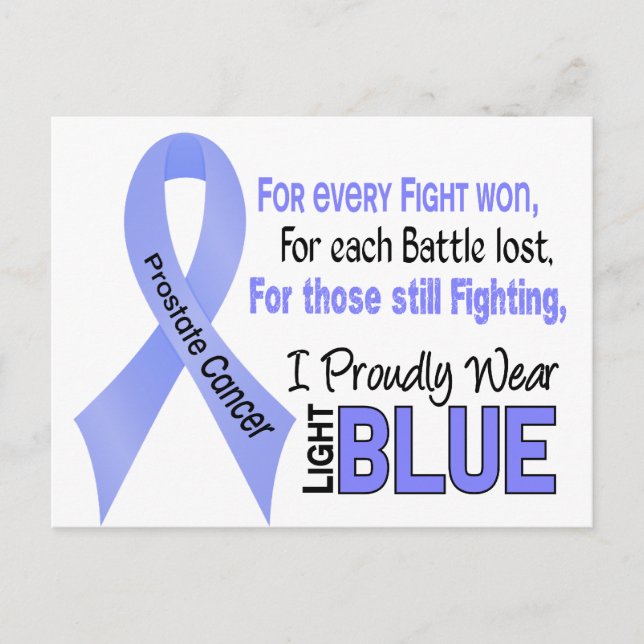 Carte Postale Cancer de la prostate Je Porte Fièrement Bleu clai (Devant)