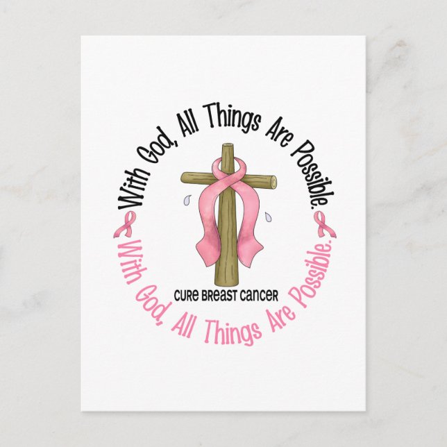 Carte Postale Cancer du sein avec la CROIX DIEU 1 (Devant)