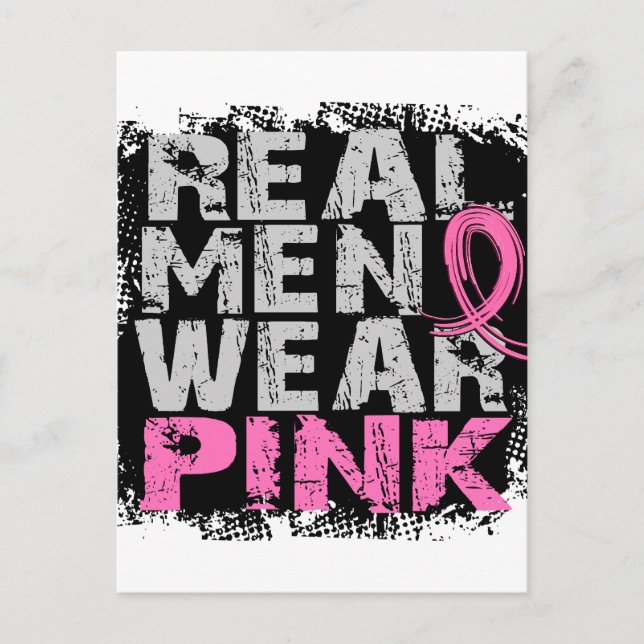 Carte Postale Cancer du sein Les vrais hommes portent le rose (Devant)