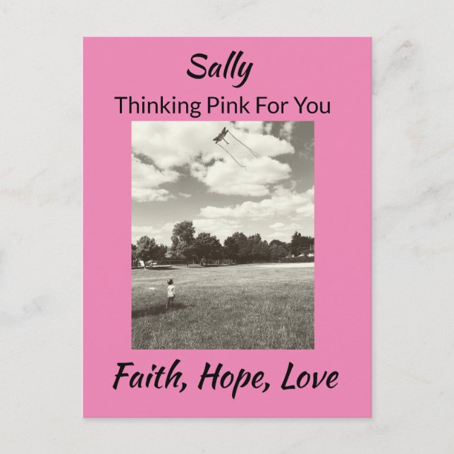 Carte Postale Cancer du sein Pensée rose Foi Espérance Amour (Devant)