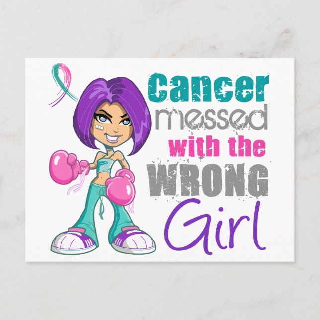 Carte Postale Cancer Du Thyroïde Messagé Avec Une Fille Mauvaise (Devant)