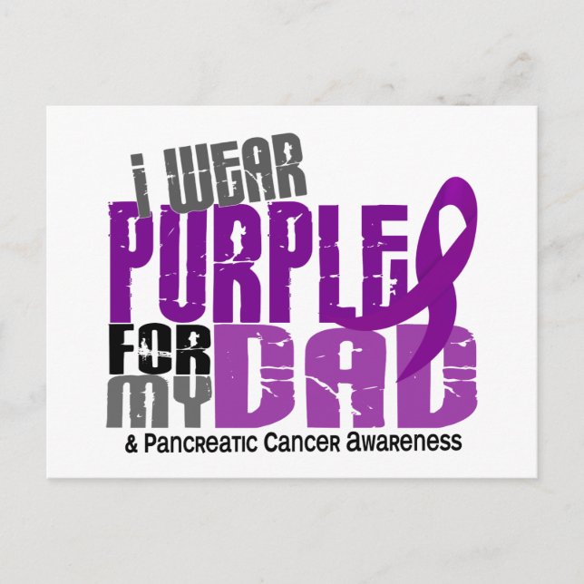 Carte Postale Cancer pancréatique Je Porte Le Violet Pour Mon Pè (Devant)