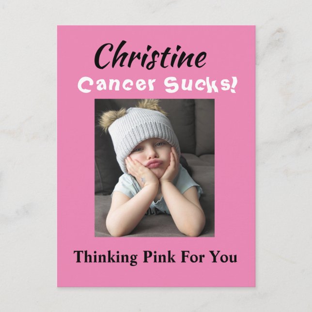 Carte Postale Cancer Suce ! Penser le cancer du sein rose bien-ê (Devant)