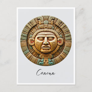 Carte Postale Cancun Maya Sun God Mexico Travel
