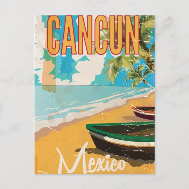 Carte Postale Cancun Mexico Beach Vintage affiche de voyage (Devant)