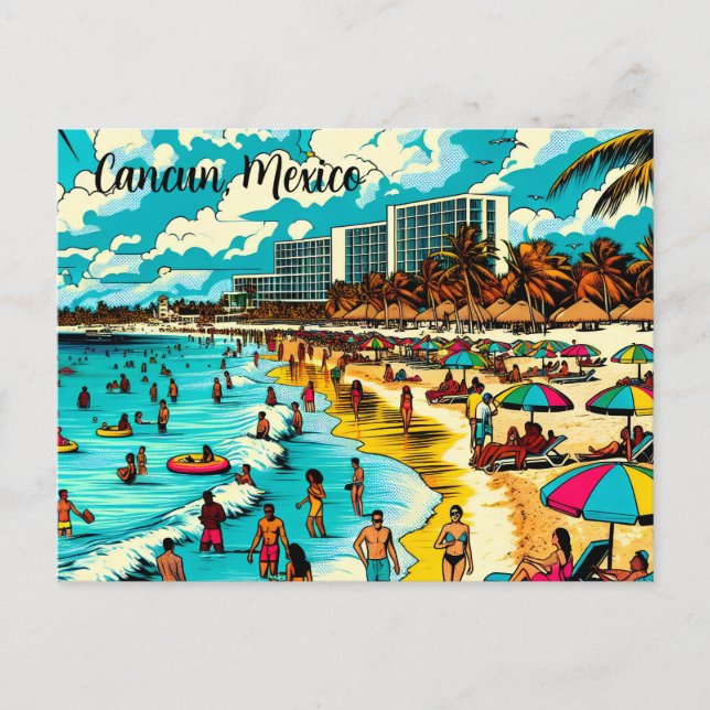 Carte Postale Cancun, Mexique avec une ambiance Pop Art (Devant)