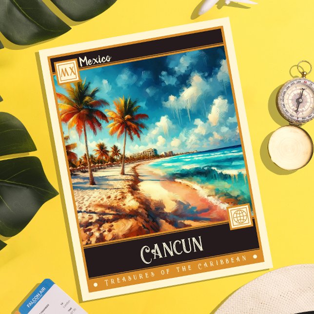 Carte Postale Cancun, Mexique | Peinture Vintage (Créateur téléchargé)