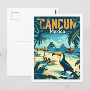 Carte Postale Cancun Mexique Vintage Lieu de voyage célèbre