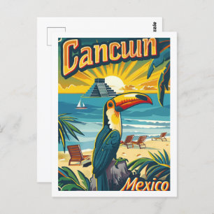 Carte Postale Cancuun Mexique Vintage Lieu de voyage célèbre