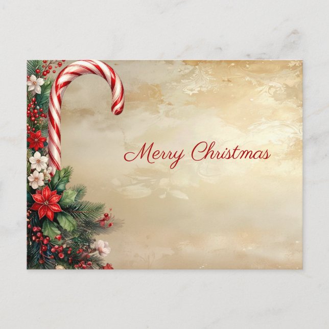 Carte Postale Candy Cane Christmas Holiday Postcard (Devant)