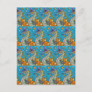 CARTE POSTALE CANDY CORN SEAHORSE WITCH, SOUS LA MER HALLOWEEN