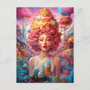 Carte Postale Candy Ice Cream Girl Surreal Imaginaire Art
