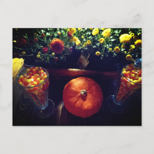 Carte Postale Candy maïs citrouille mums table scape