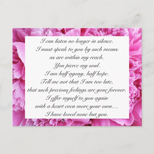 Carte Postale Candy romantique Rose Floral Jane Austen Love Cita (Devant)
