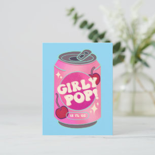 Carte Postale Canette de soda cerise Girly Pop Rose rétro Y2K