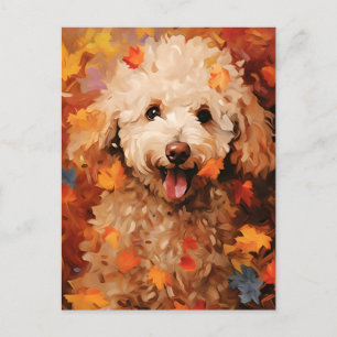 Carte Postale Caniche Automne Action de grâce