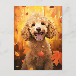 Carte Postale Caniche Automne Action de grâce