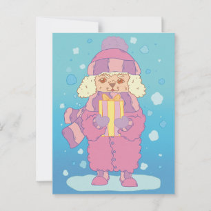 Carte Postale Caniche de Noël