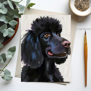 Carte Postale Caniche noir   Chien Aquarelle Animal de compagnie