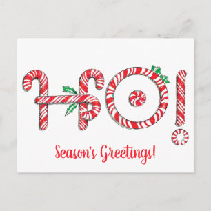 Carte Postale Canne de bonbons Ho! Ho! Ho! Noël mignon