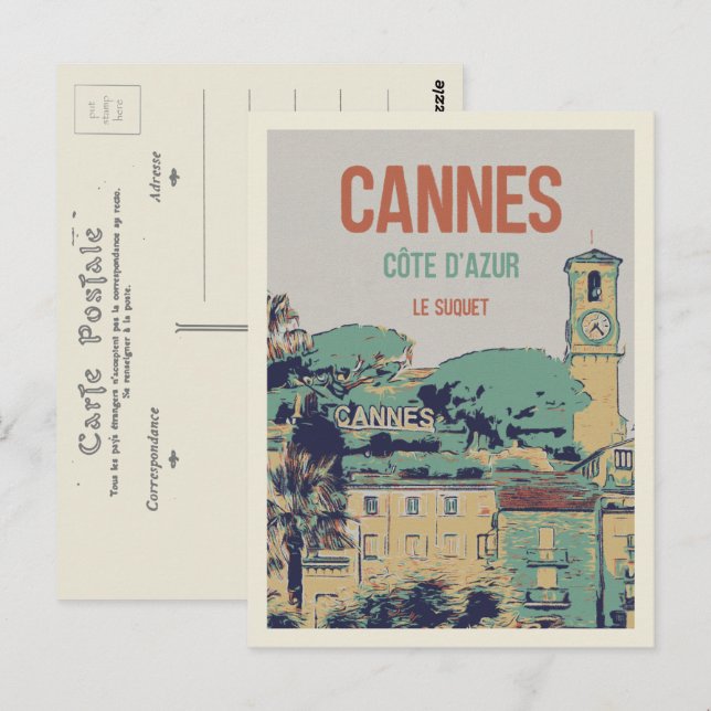 Carte Postale Cannes Côte d'Azur France, vue sur le Suquet (Devant / Derrière)