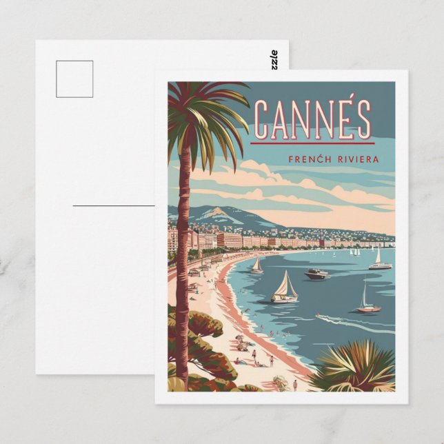 Carte Postale Cannes France Vintage Lieu de Voyage célèbre (Devant / Derrière)