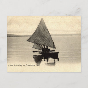 Carte Postale Canoë sur le lac Chatauqua New York 1905 Vintage