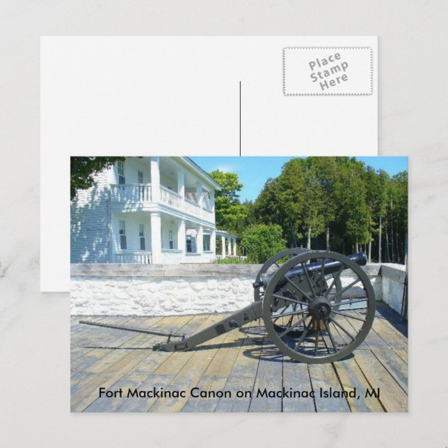 Carte Postale Canon Fort Mackinac à l'île Mackinac (Devant / Derrière)