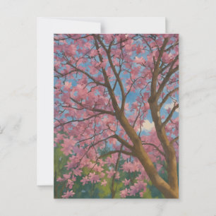 Carte Postale Canopée de printemps - Arbre en fleurs et peinture
