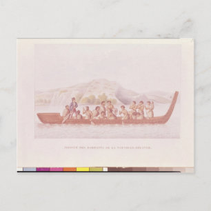 Carte Postale Canot Dugout piloté par des natifs de Nouvelle-Zél