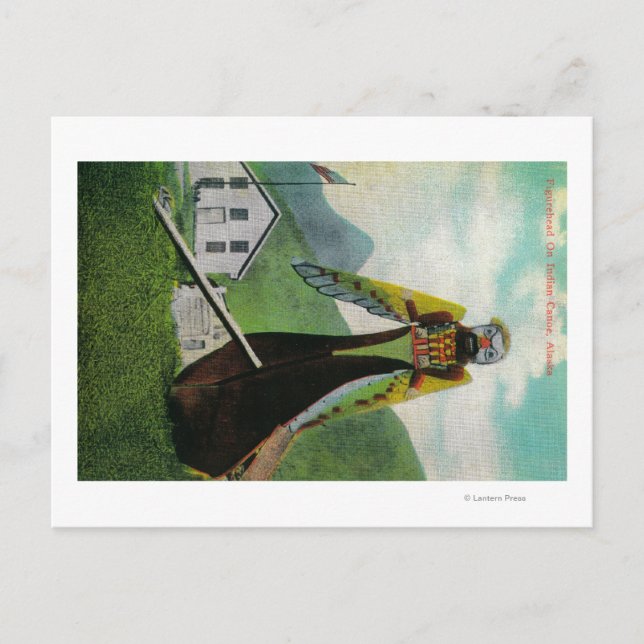 Carte Postale Canot indien avec tête de figurine en AlaskaState (Devant)