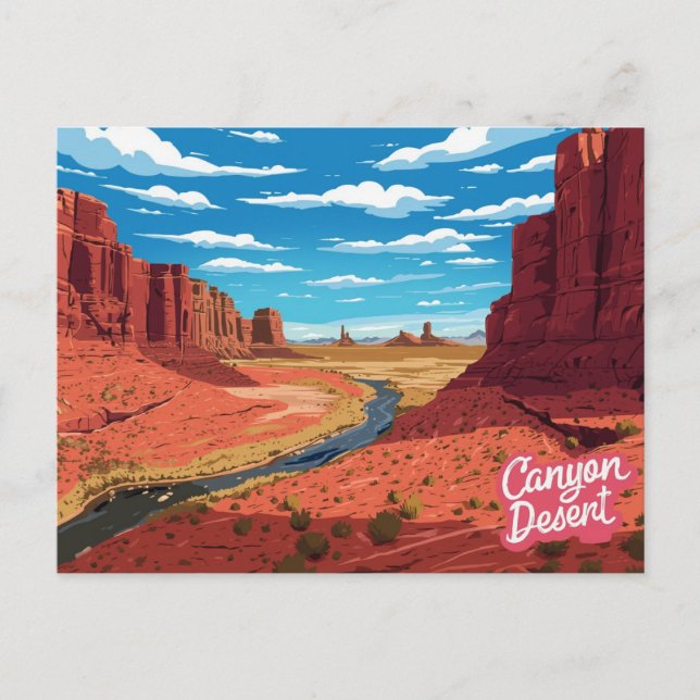 Carte Postale Canyon Desert River Valley Art Print (Devant)