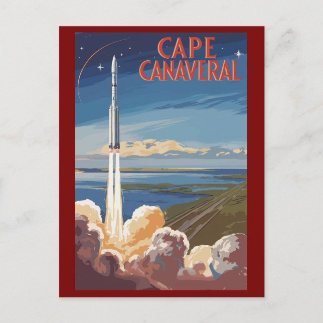 Carte Postale Cape Canaveral Floride Art de voyage pictural Rétr (Devant)